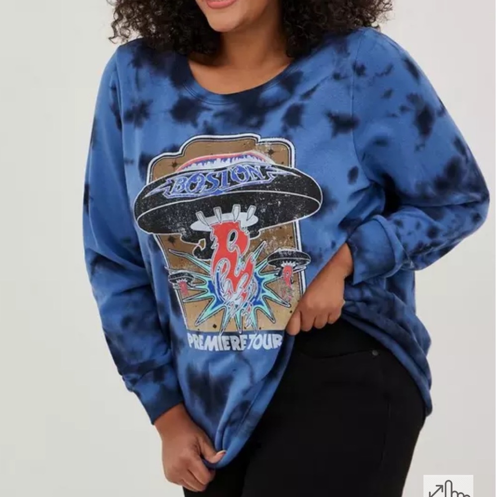 Torrid Crew Sweatshirt - Cozy Fleece Boston Tie Dye Blue-Size 6x-New With Tags